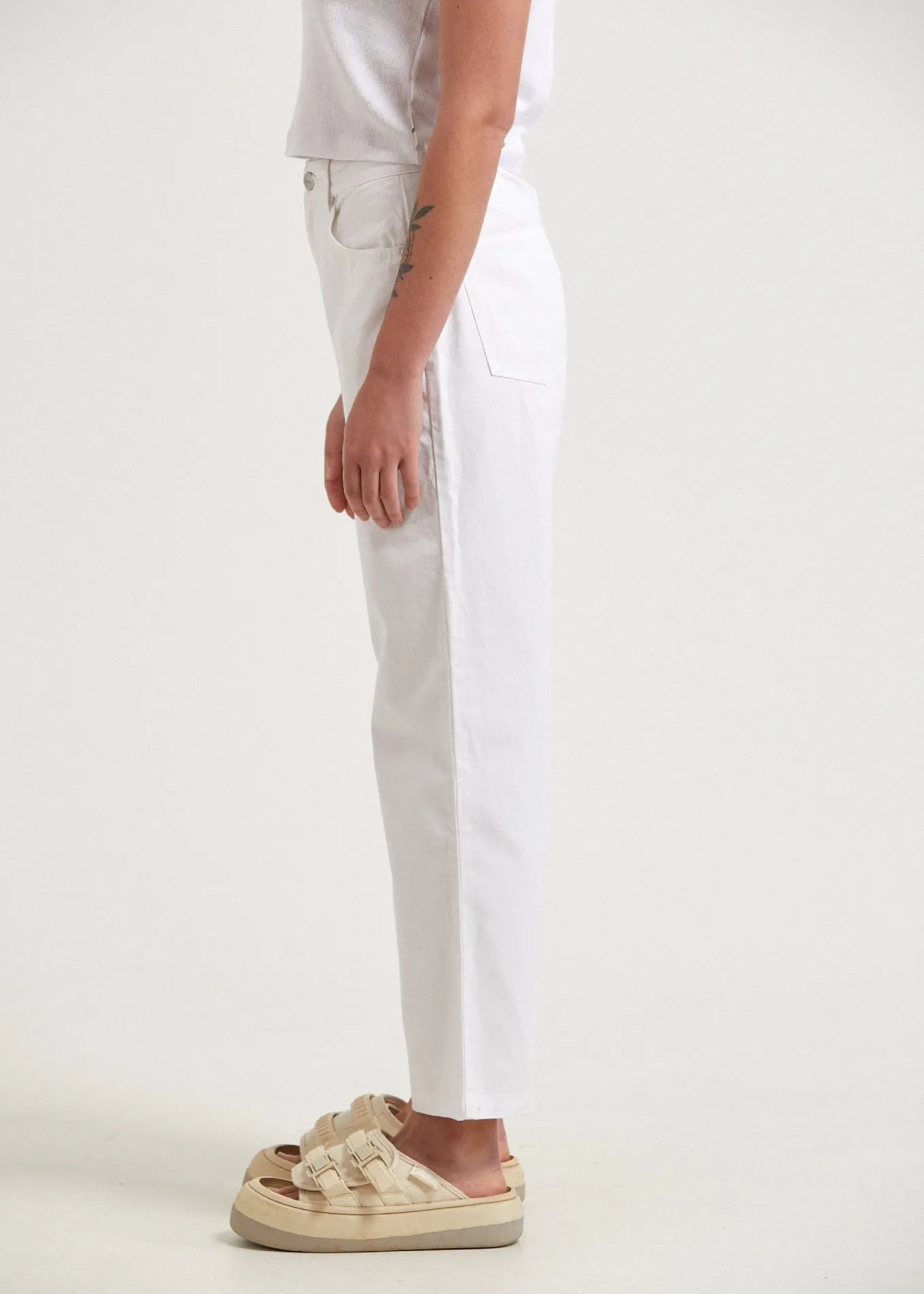 AFENDS Womens Shelby - Twill Wide Leg Pants - White