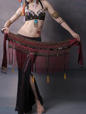 Belly Dance Waist Chain Adult's Fringe Red Halloween Accessory Polyester Sexy Women Performance Costume