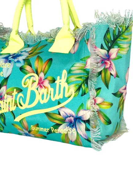 BORSA IN CANVAS FANTASIA TROPICAL CON LOGO