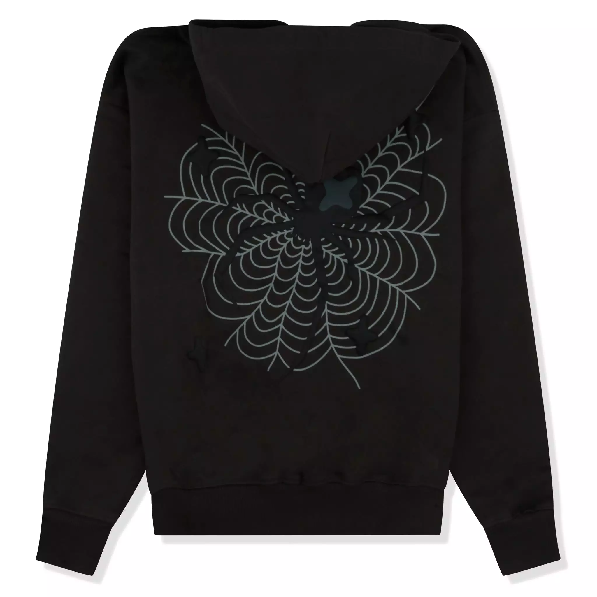 Broken Planet Spider Web Zip-Up Soot Black Hoodie