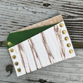 Card Wallet - White Beachwood + Green