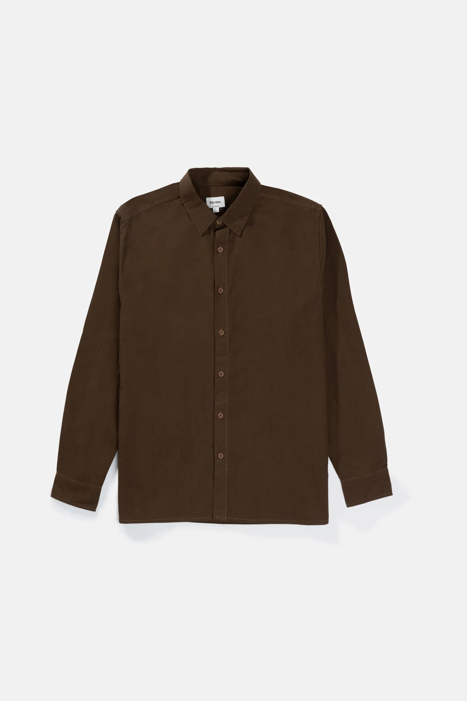 Classic Linen Ls Shirt Chocolate