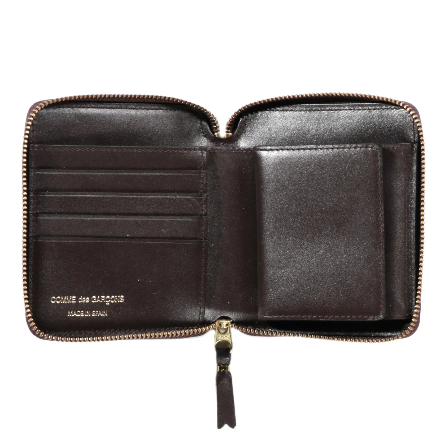 COMME DES GARCONS SA2100 EMBOSSED LOGOTYPE ZIP WALLET BROWN