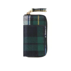 COMME DES GARCONS SA410X TARTAN PATCHWORK ZIP WALLET GREEN