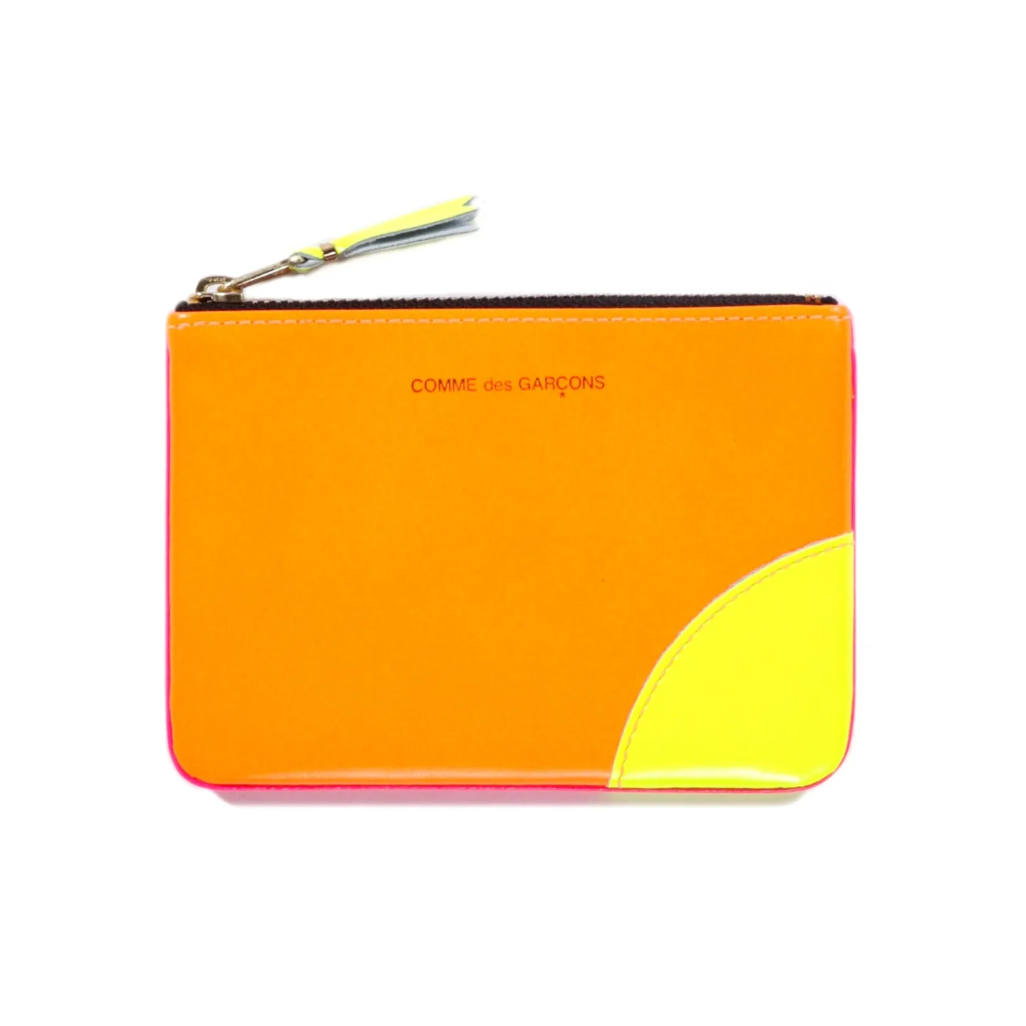 COMME DES GARCONS SA8100 SUPER FLUO ZIP WALLET ORANGE / PINK