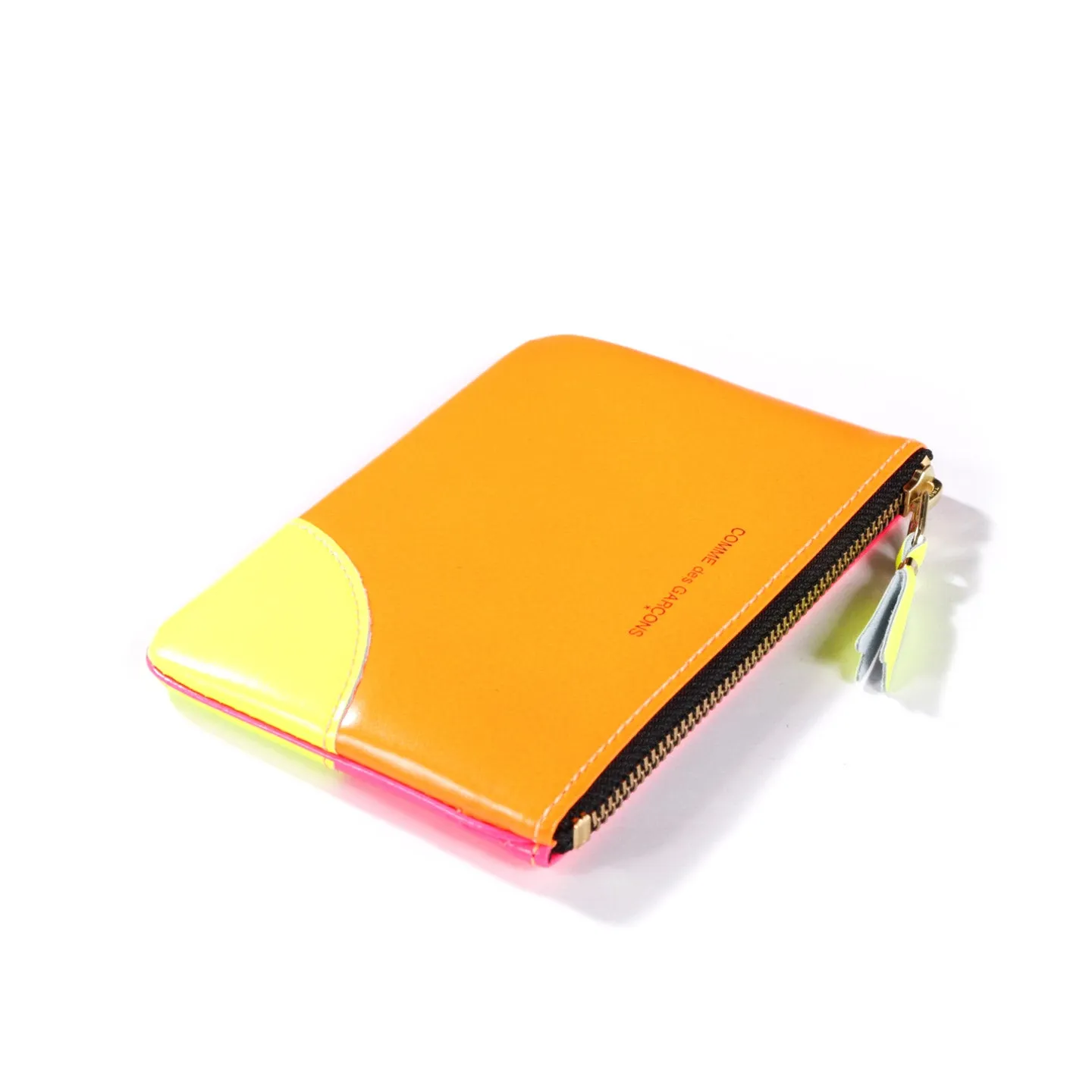 COMME DES GARCONS SA8100 SUPER FLUO ZIP WALLET ORANGE / PINK