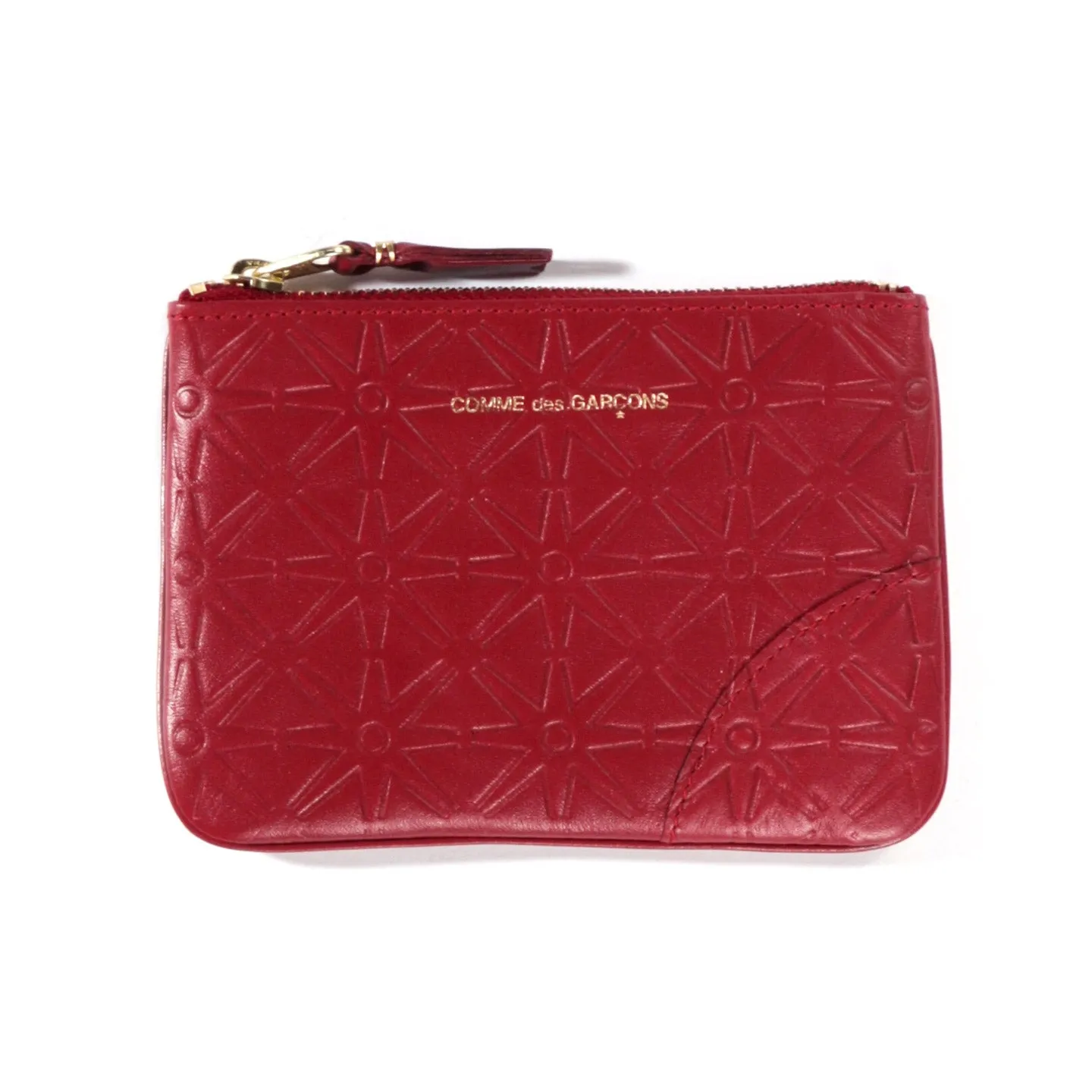 COMME DES GARCONS SA810E EMBOSSED LEATHER ZIP WALLET RED