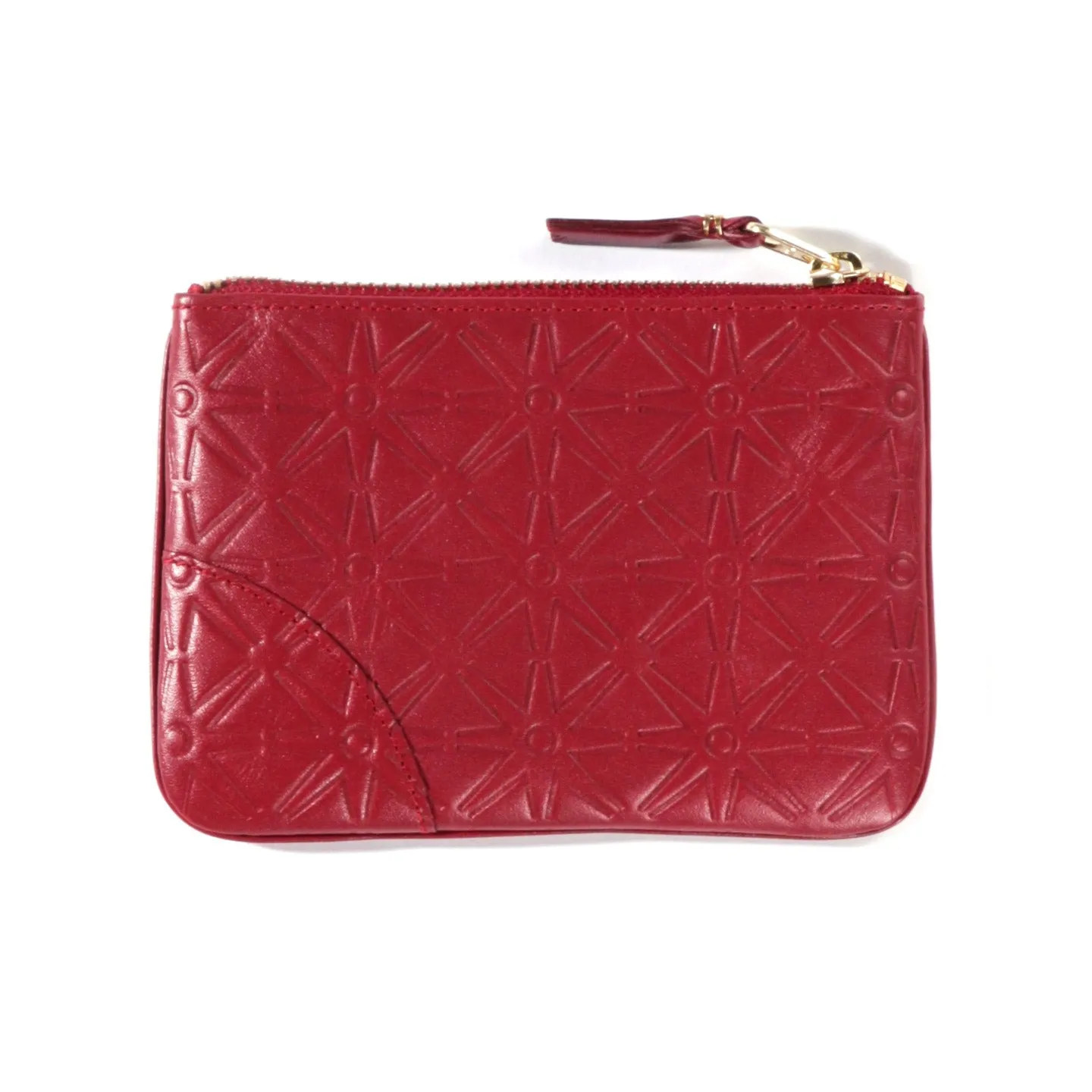 COMME DES GARCONS SA810E EMBOSSED LEATHER ZIP WALLET RED