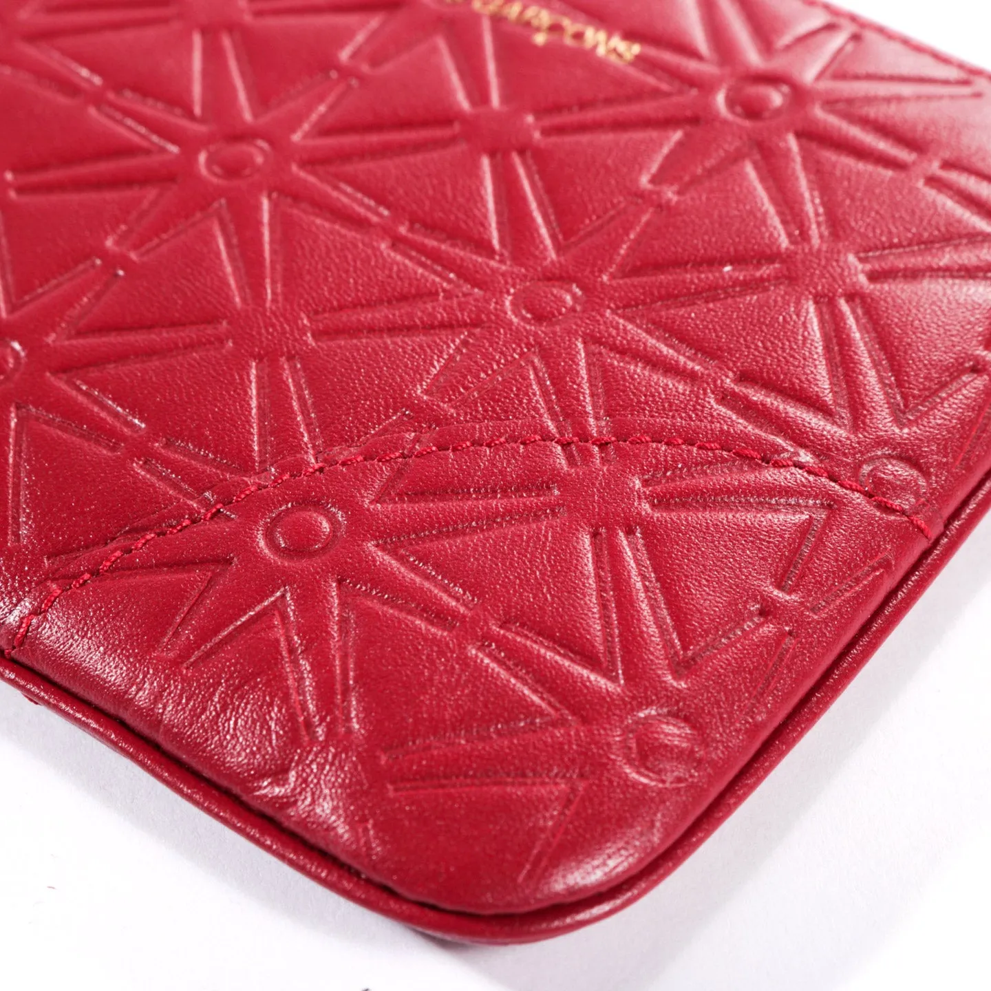 COMME DES GARCONS SA810E EMBOSSED LEATHER ZIP WALLET RED