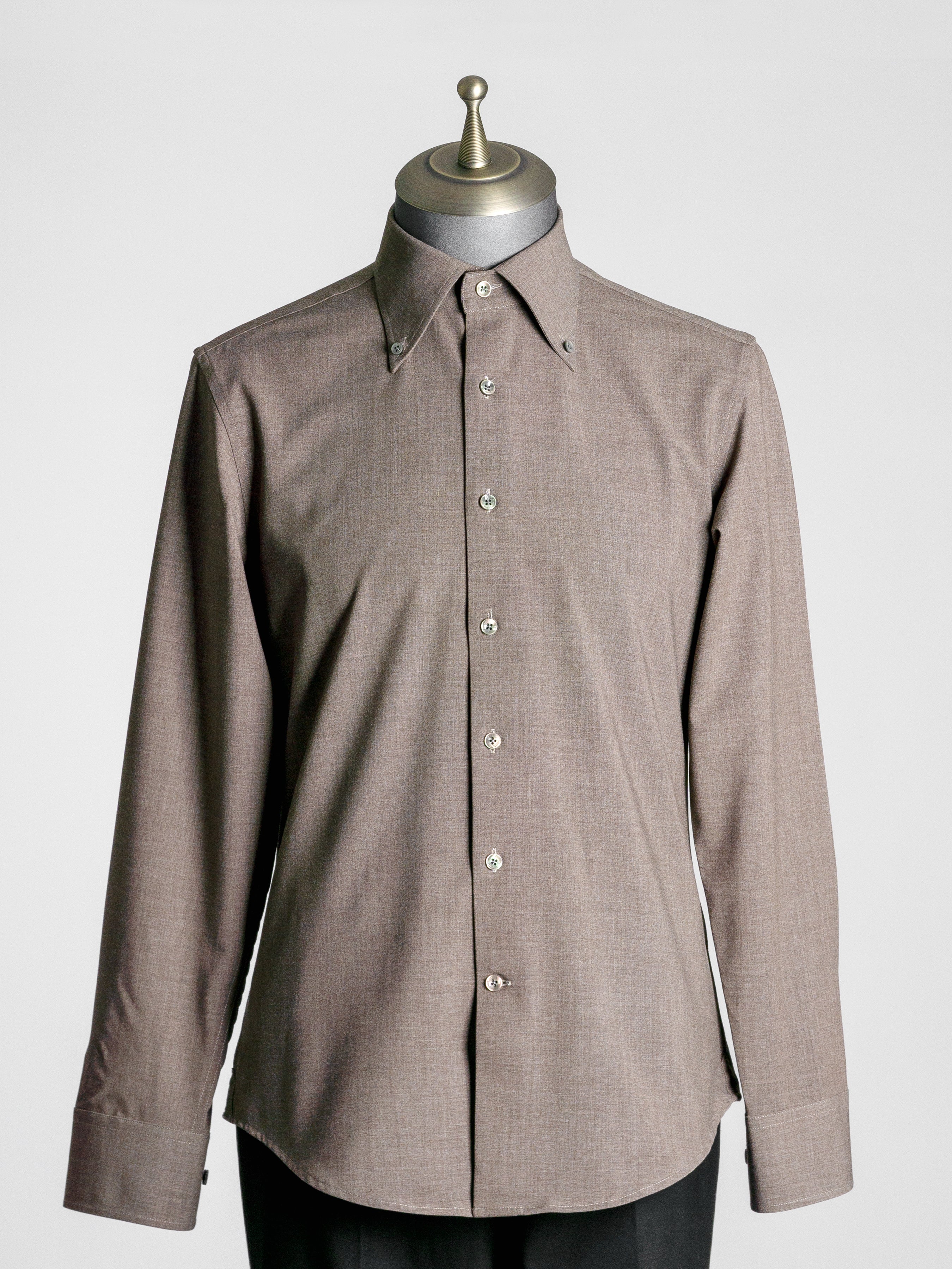 Elio Formal Shirt - Coffee Button-Down Collar