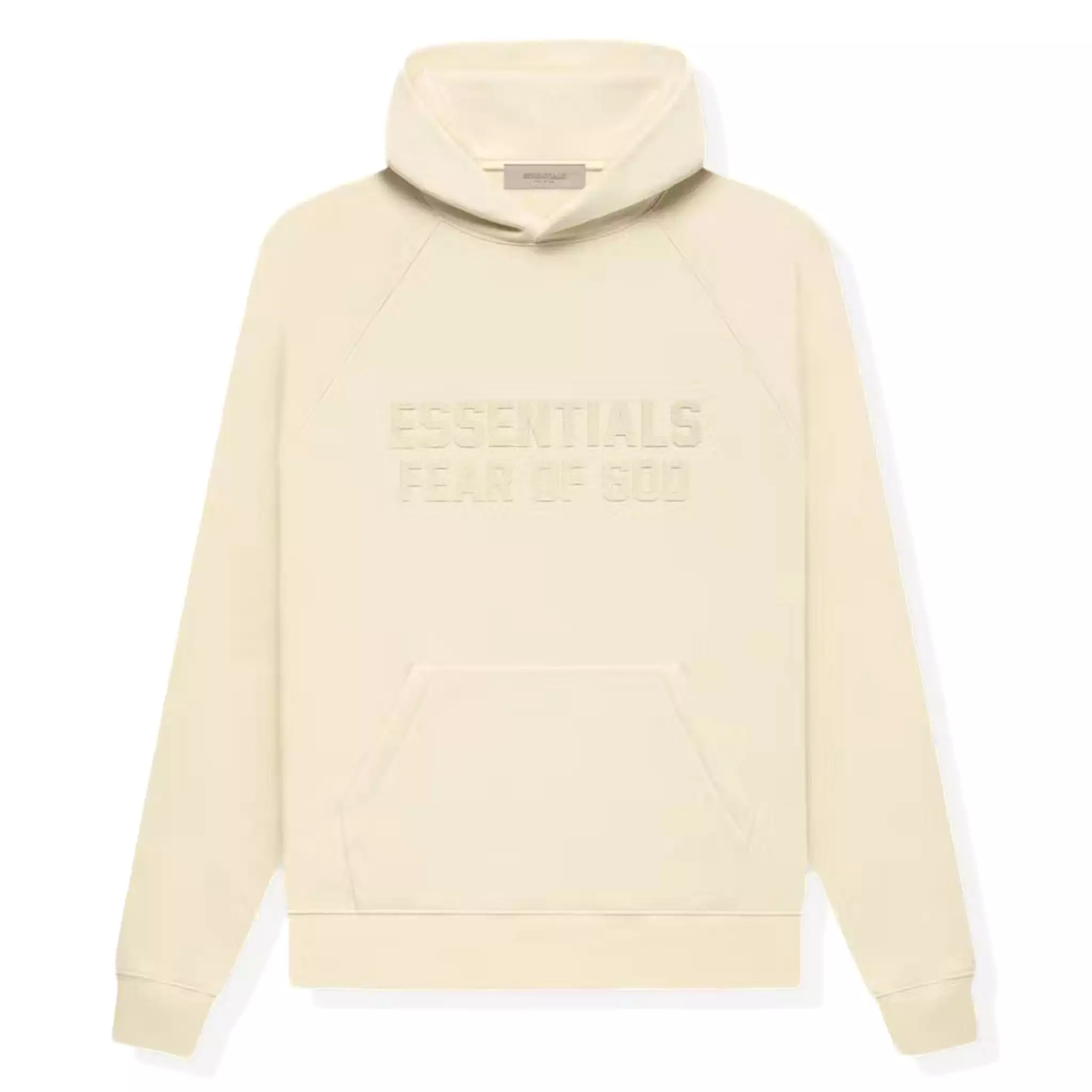 Fear Of God Essentials Logo Flocked Egg Shell Hoodie