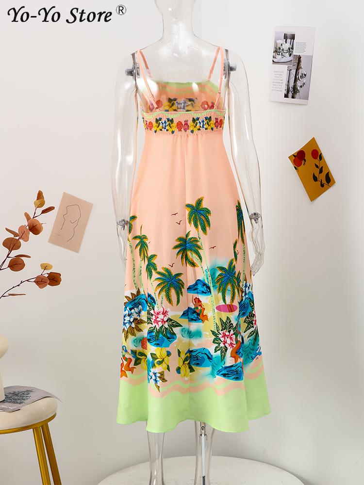 Floral Print A Lline Dress Women Sleeveless Tube Top High Waist Elegant Dresses 2023 Summer Fashion Prairie Chic Vestidos