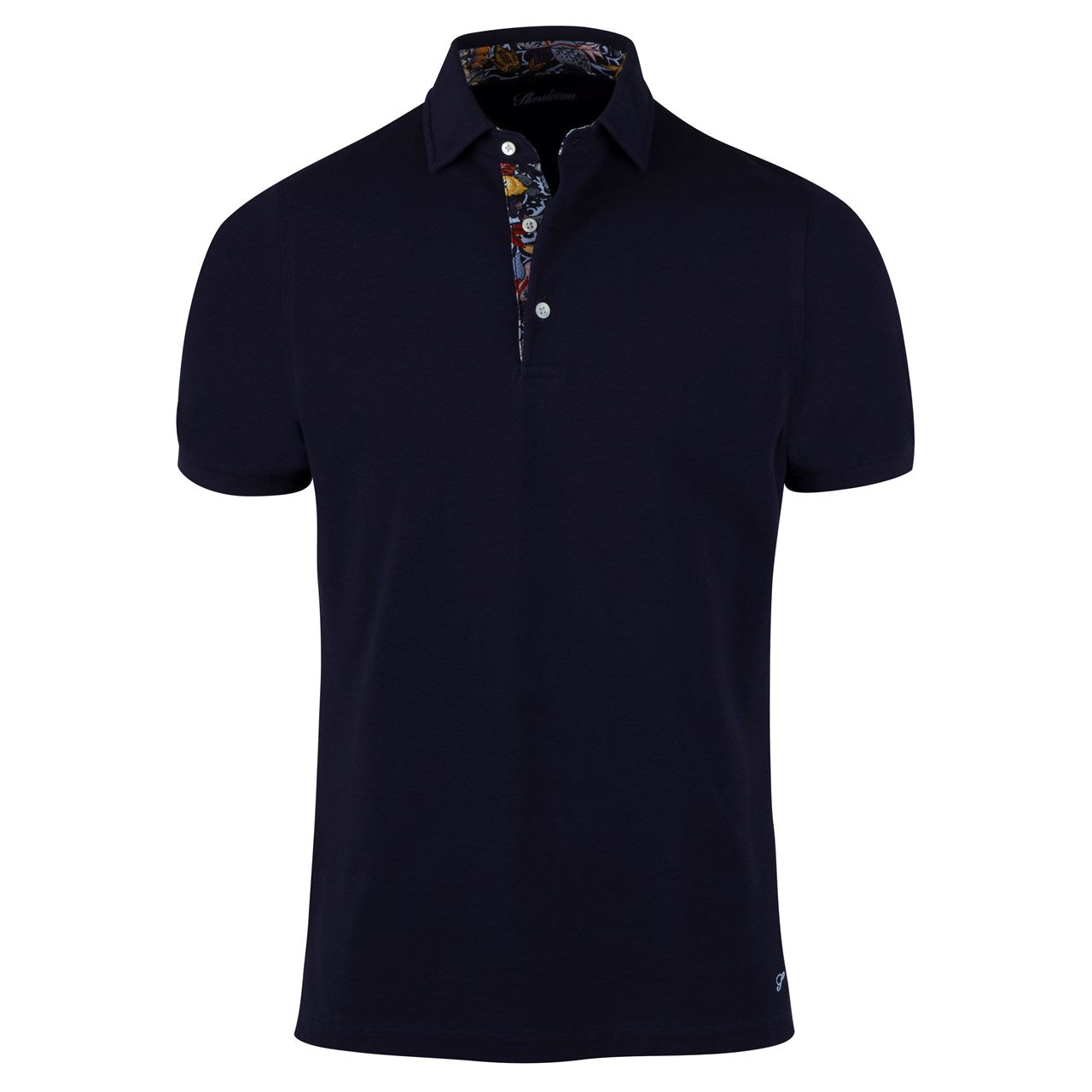 Flower Patterned Contrast Polo Shirt