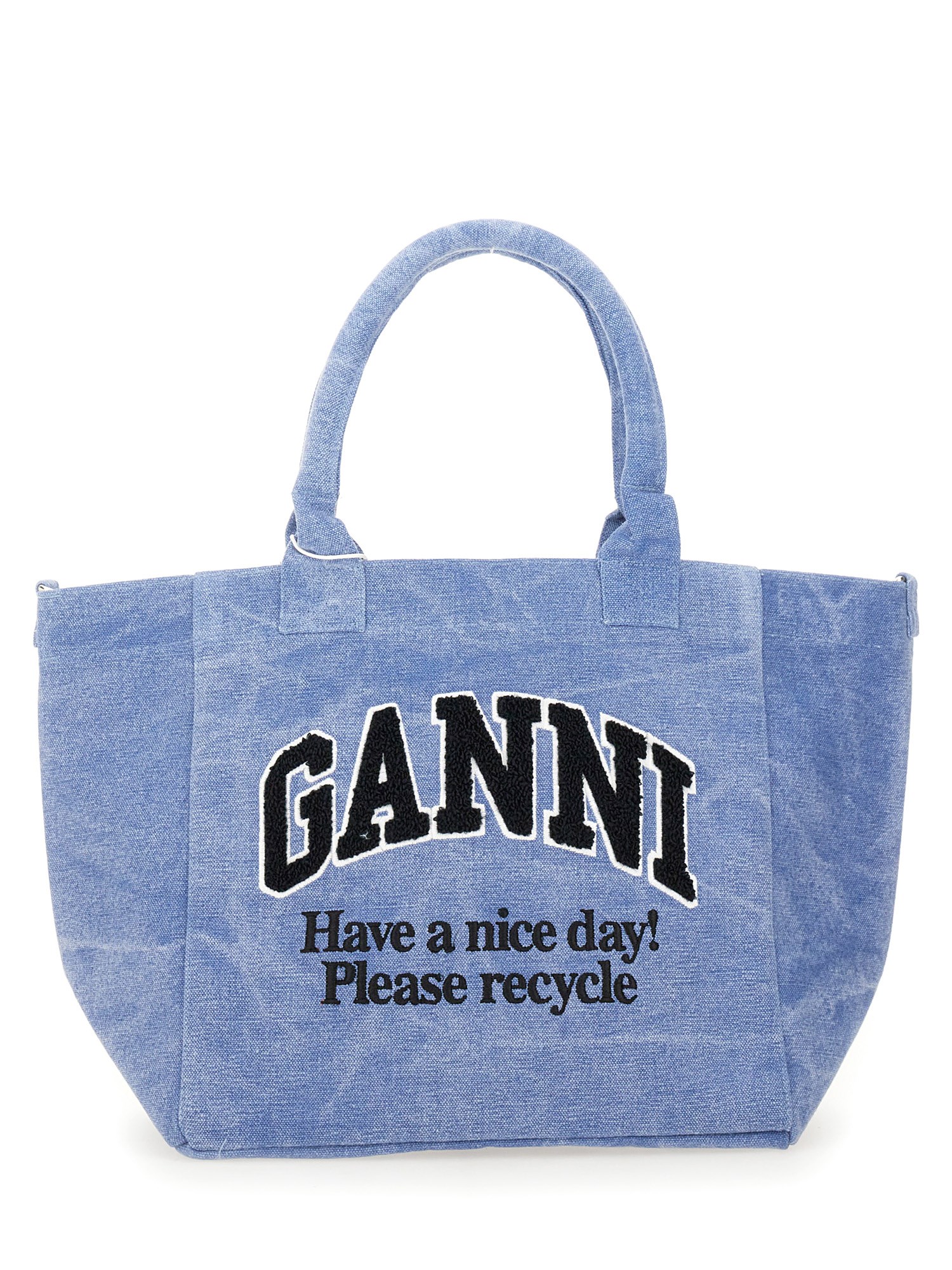 GANNI    SMALL SHOPPER BAG WITH COTTON CANVAS LOGO