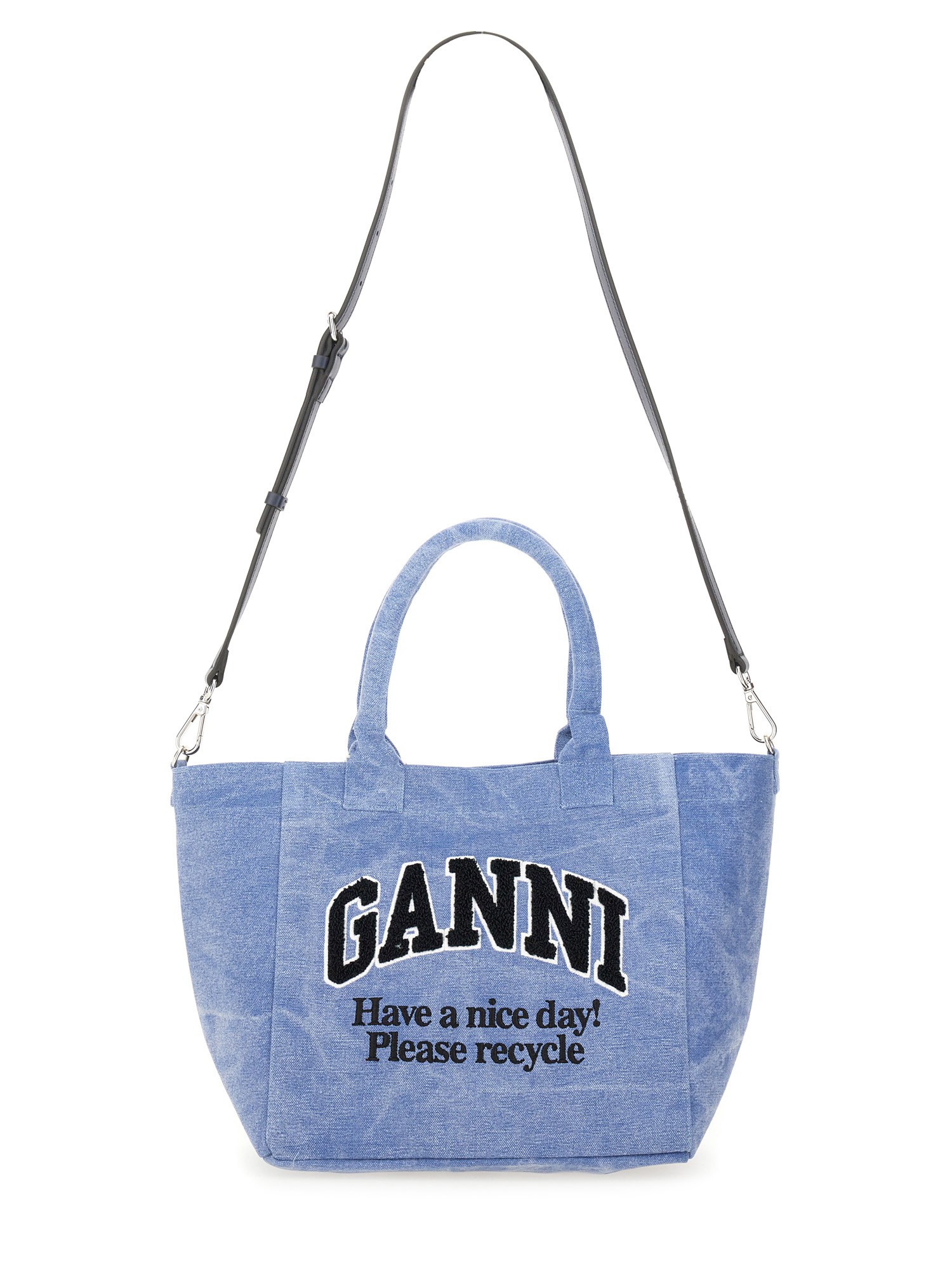 GANNI    SMALL SHOPPER BAG WITH COTTON CANVAS LOGO