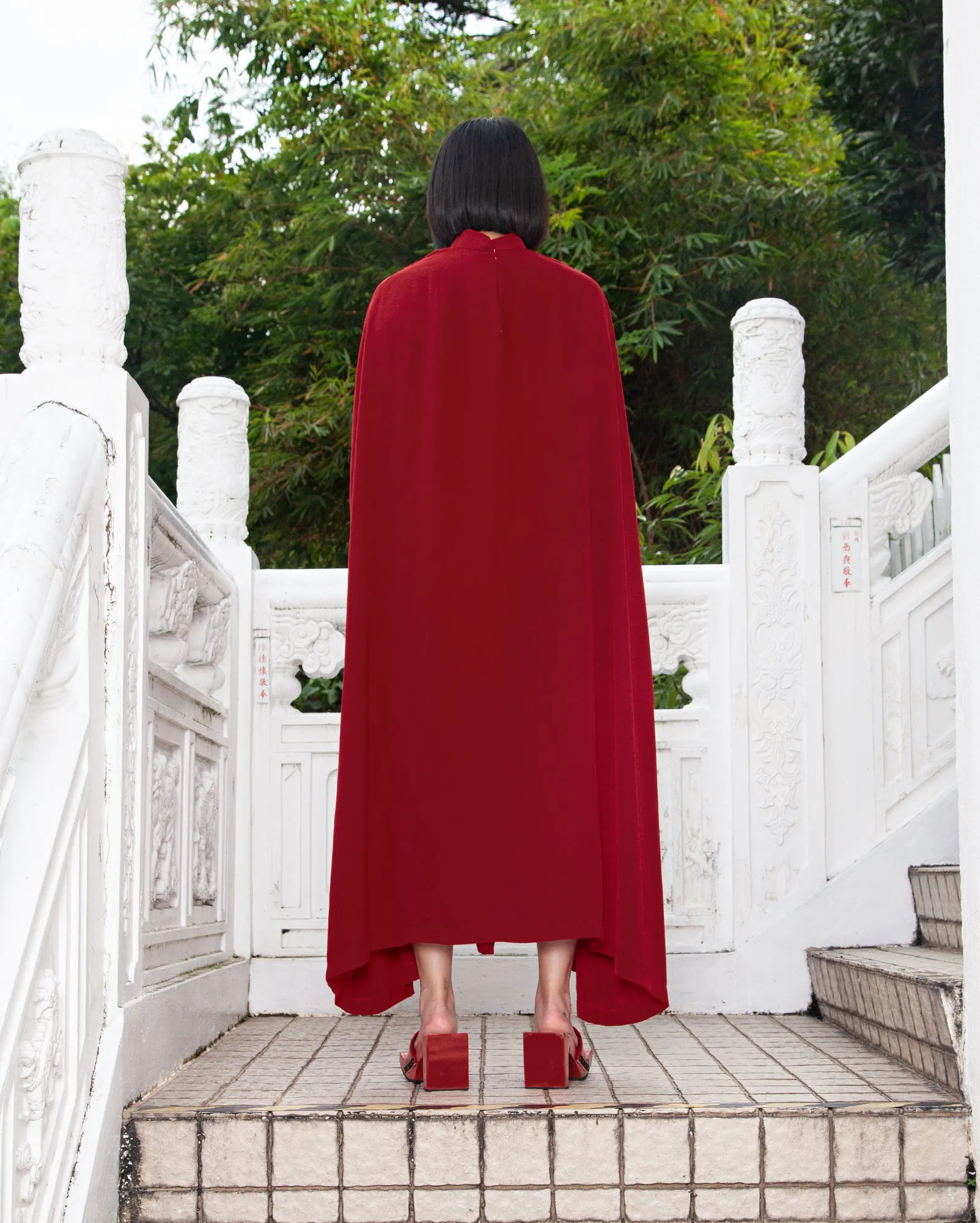 Hanfu Cape Dress (Maroon)