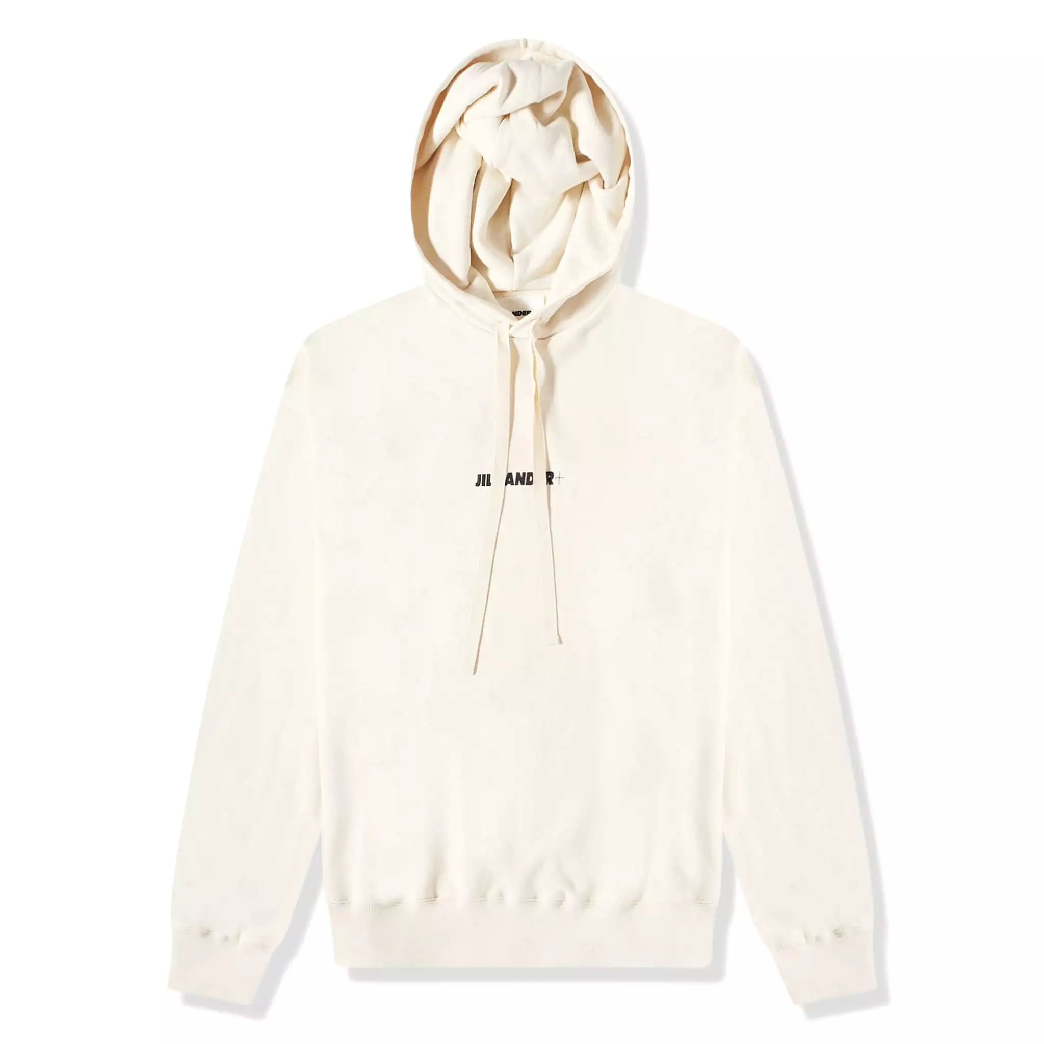 Jil Sander Logo Printed Off White Hoodie