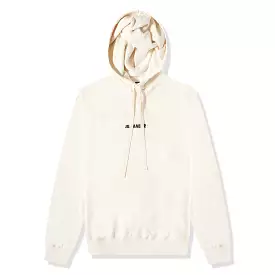 Jil Sander Logo Printed Off White Hoodie