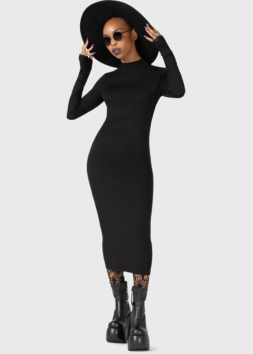 Killstar Kihilist Flash Of Presence Midi Dress Black