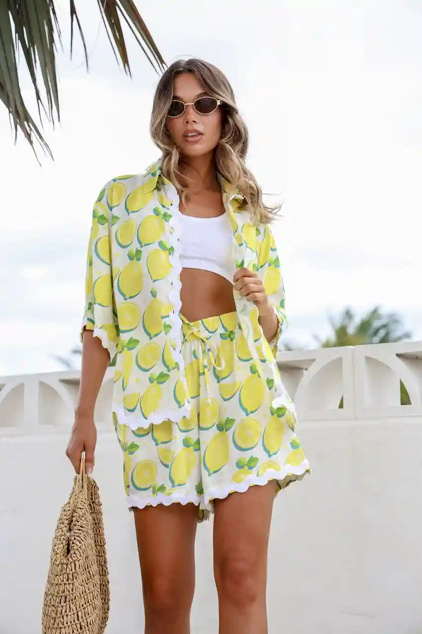 Lemoncello Ric Rac Short & Shirt Set