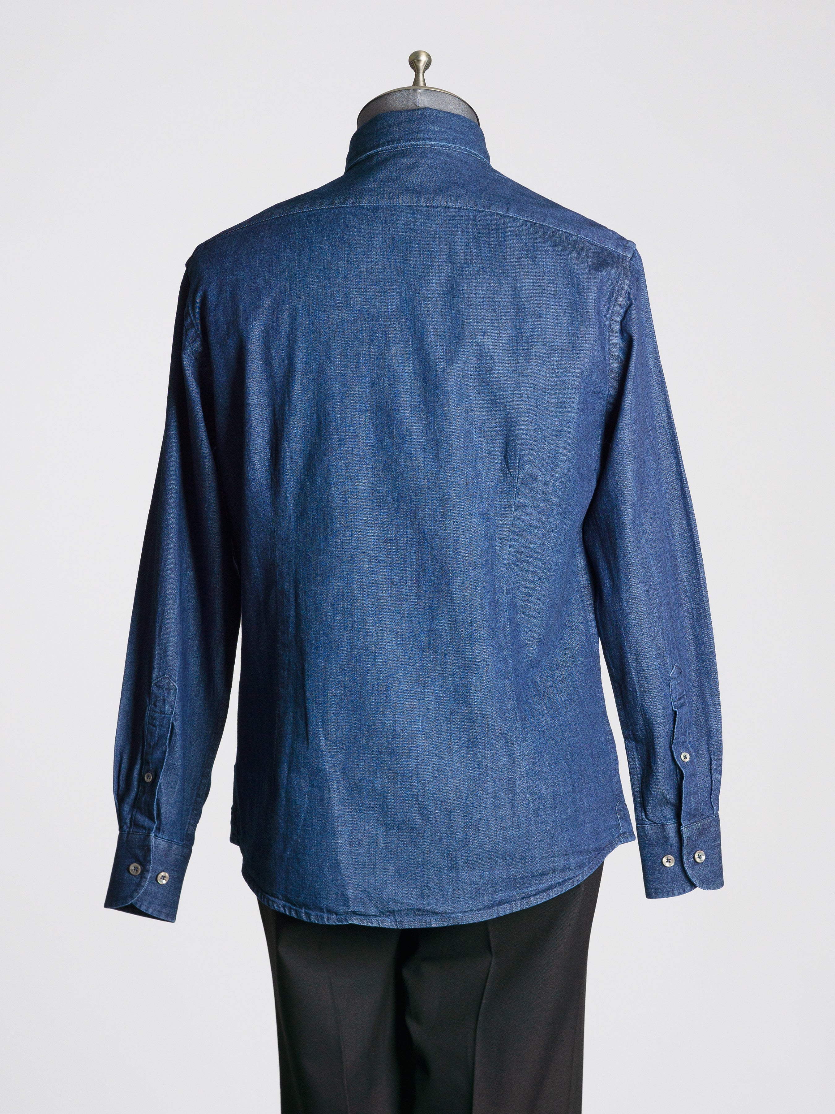 Mateo Denim Shirt - Dark Blue Windsor Collar