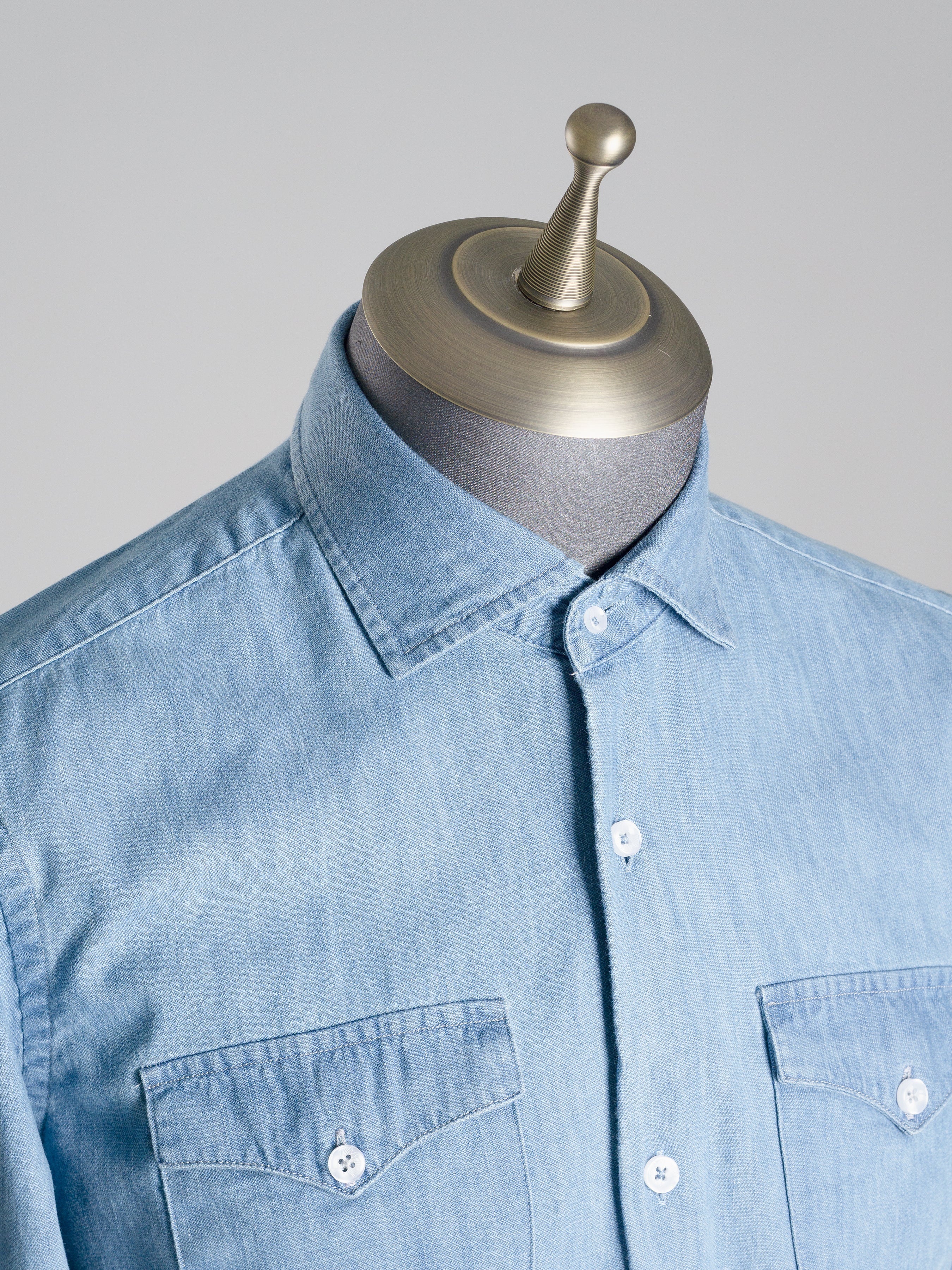 Mateo Denim Shirt - Light Blue Windsor Collar