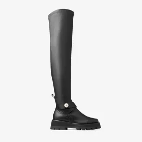 Meena Over The Knee Boot Black Leather Over-The-Knee Boots