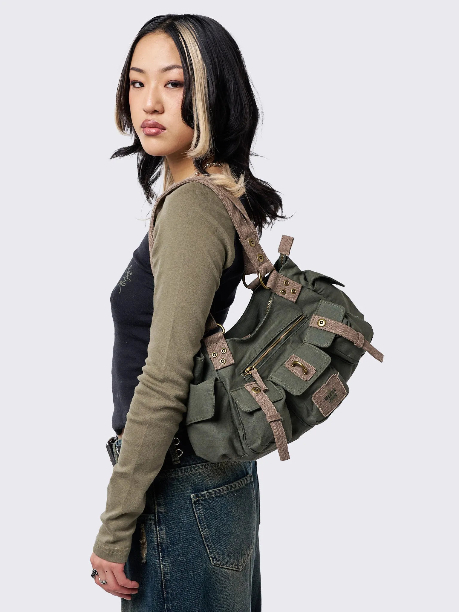 Minga Green Utility Multi Pocket Bag