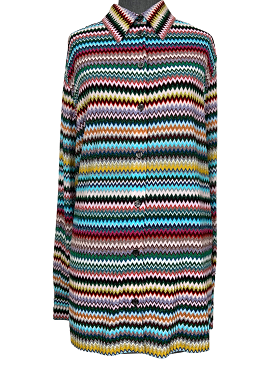 MISSONI Metallic Chevron Collared Shirt Size L