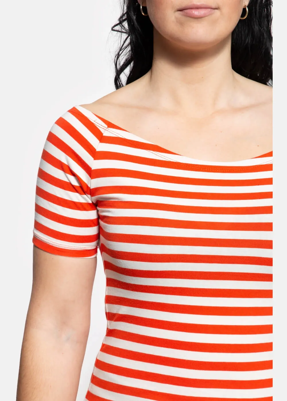 Queen Kerosin Vavavoom Stripe 50's Top Red White