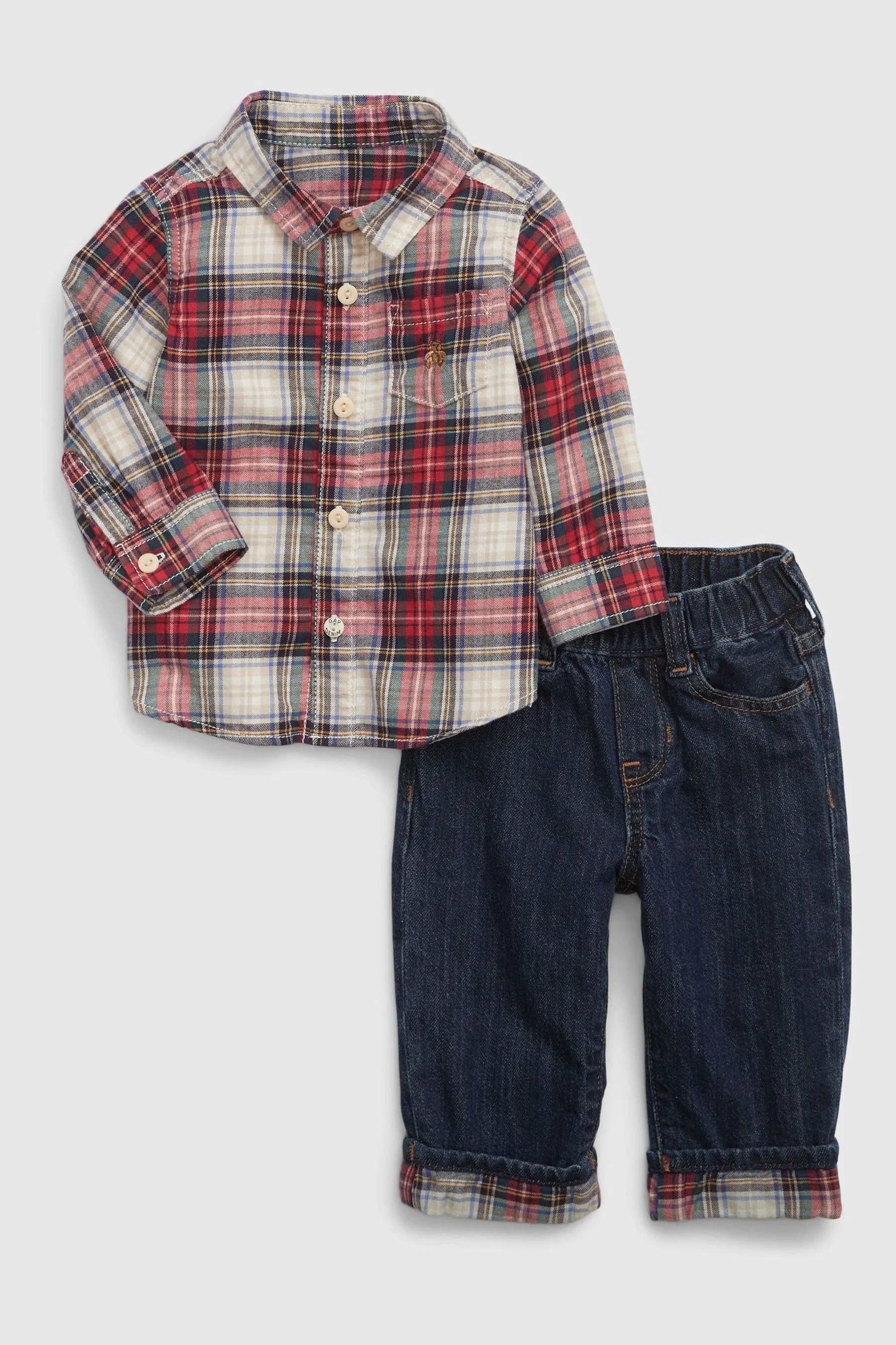 Red Tartan Flannel Outfit Set