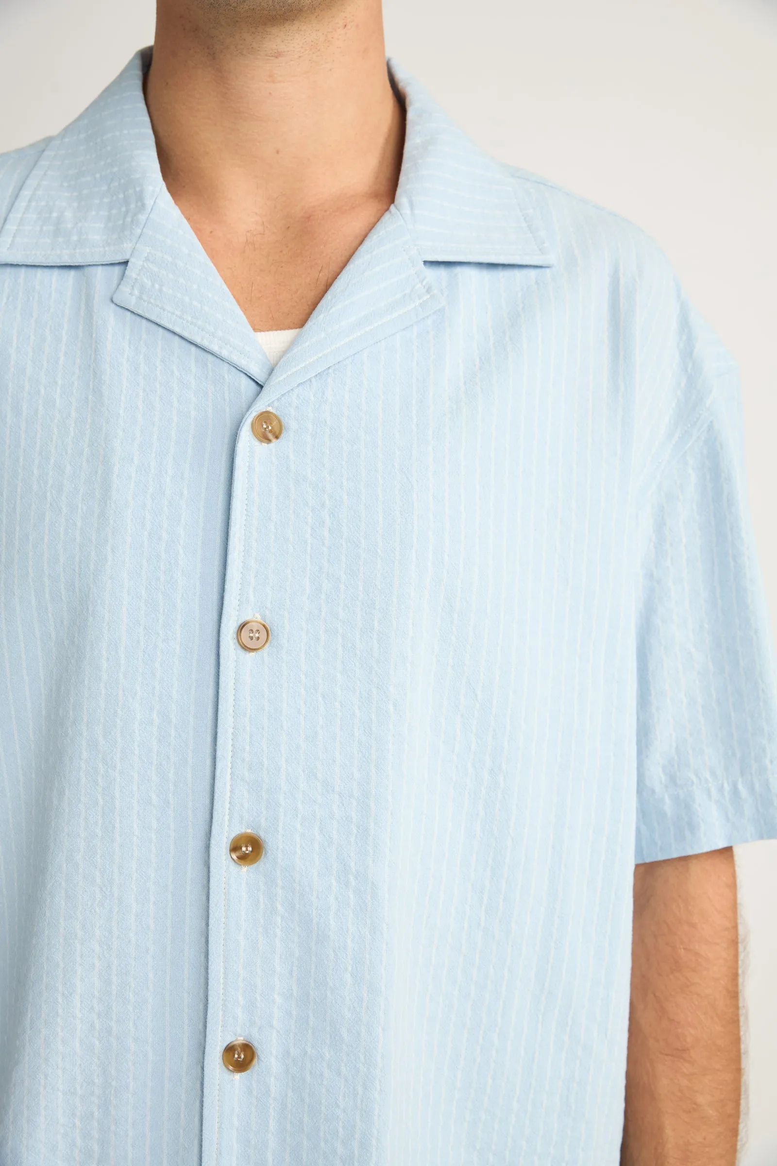 Relaxed Check Ss Shirt Blue