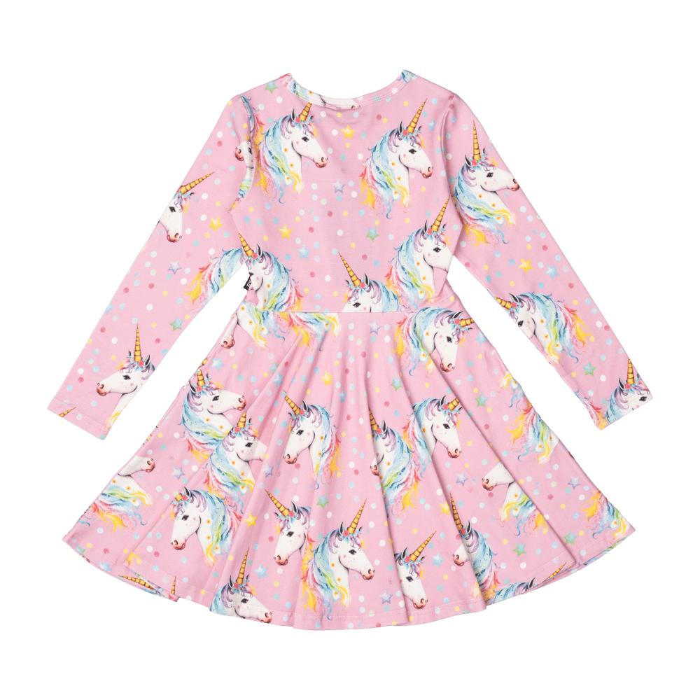 Rock Your Baby Dotty Unicorn Waisted Dress