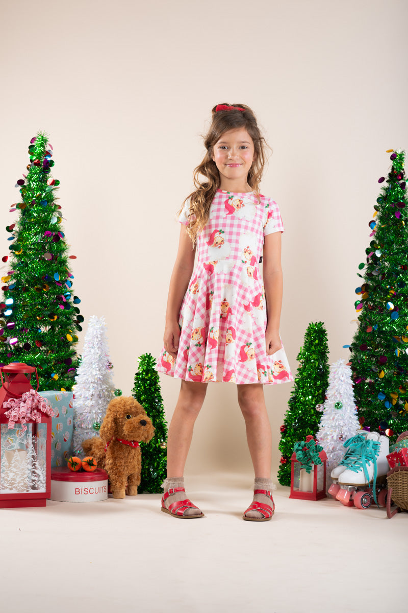 Rock Your Baby Santa Gingham Waisted Dress