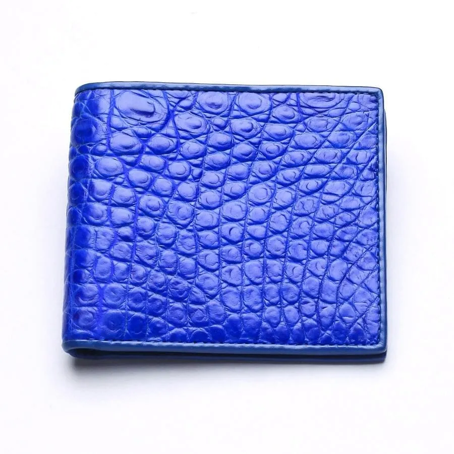 Royal Blue Crocodile Stomach Skin Mens Wallets