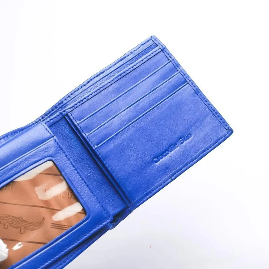 Royal Blue Crocodile Stomach Skin Mens Wallets