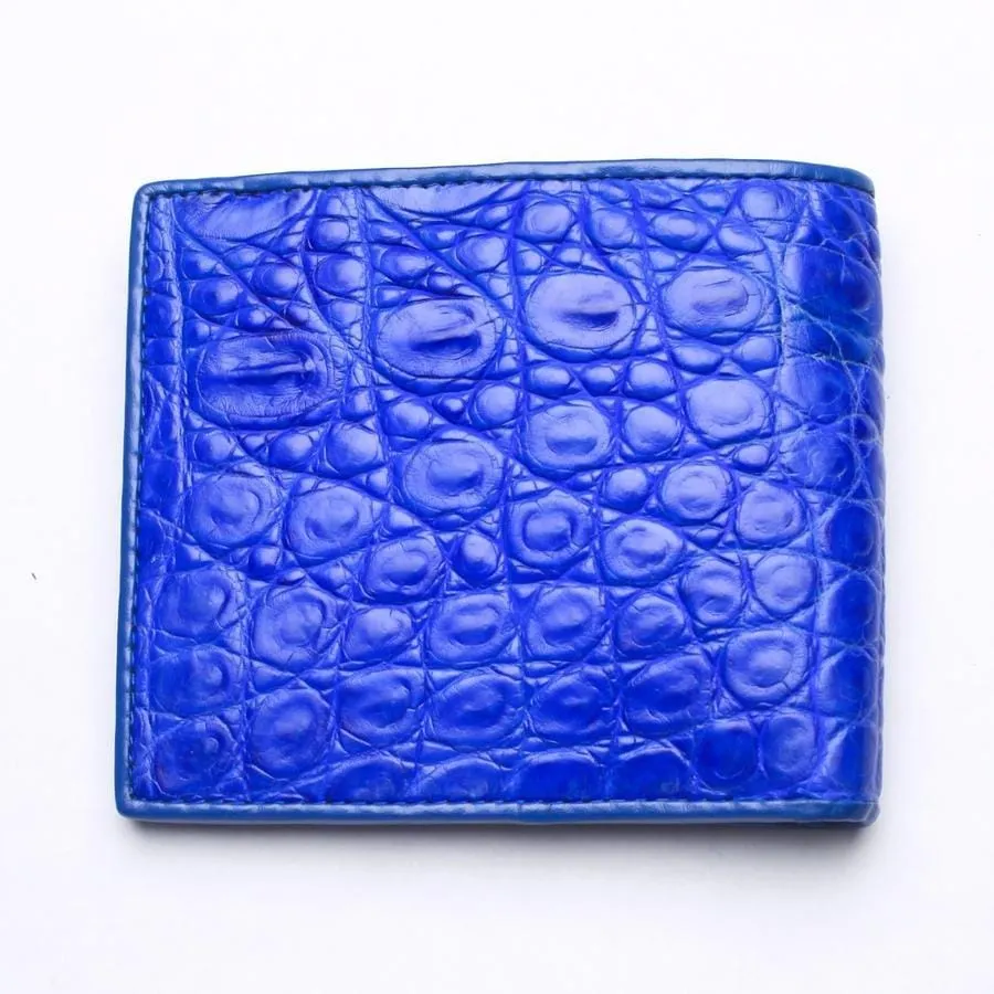 Royal Blue Crocodile Stomach Skin Mens Wallets