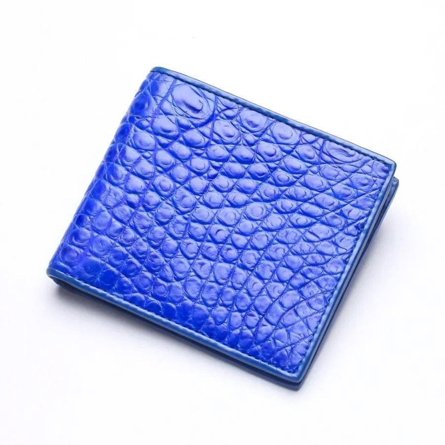 Royal Blue Crocodile Stomach Skin Mens Wallets