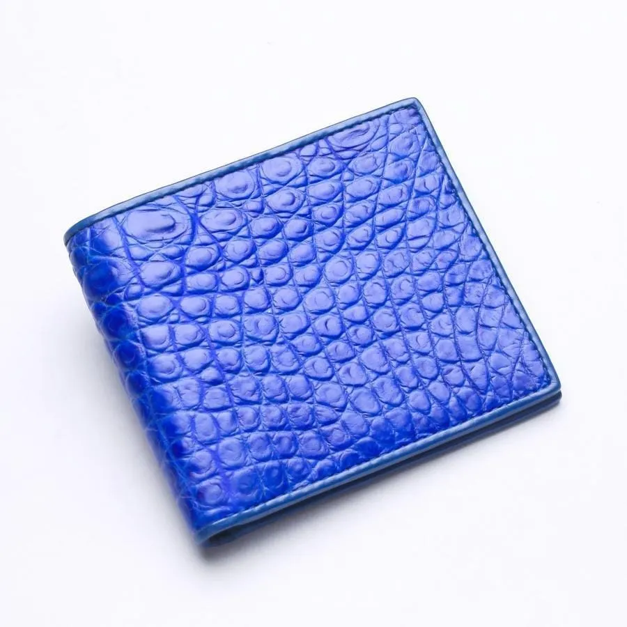 Royal Blue Crocodile Stomach Skin Mens Wallets