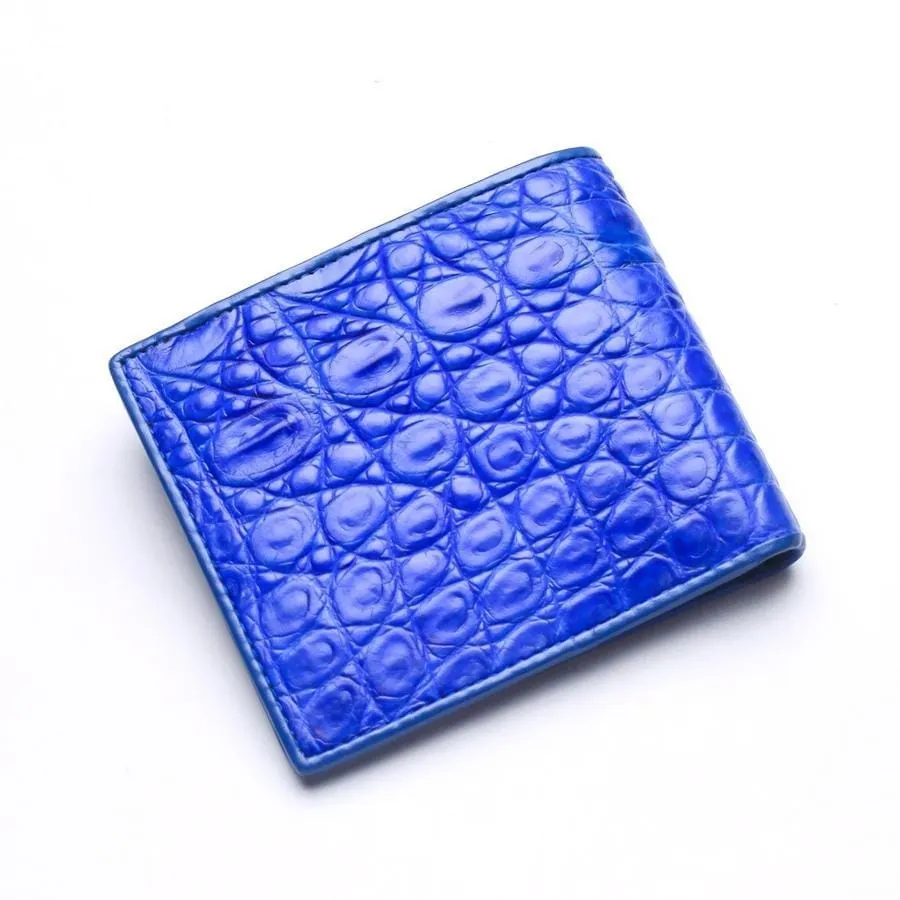 Royal Blue Crocodile Stomach Skin Mens Wallets