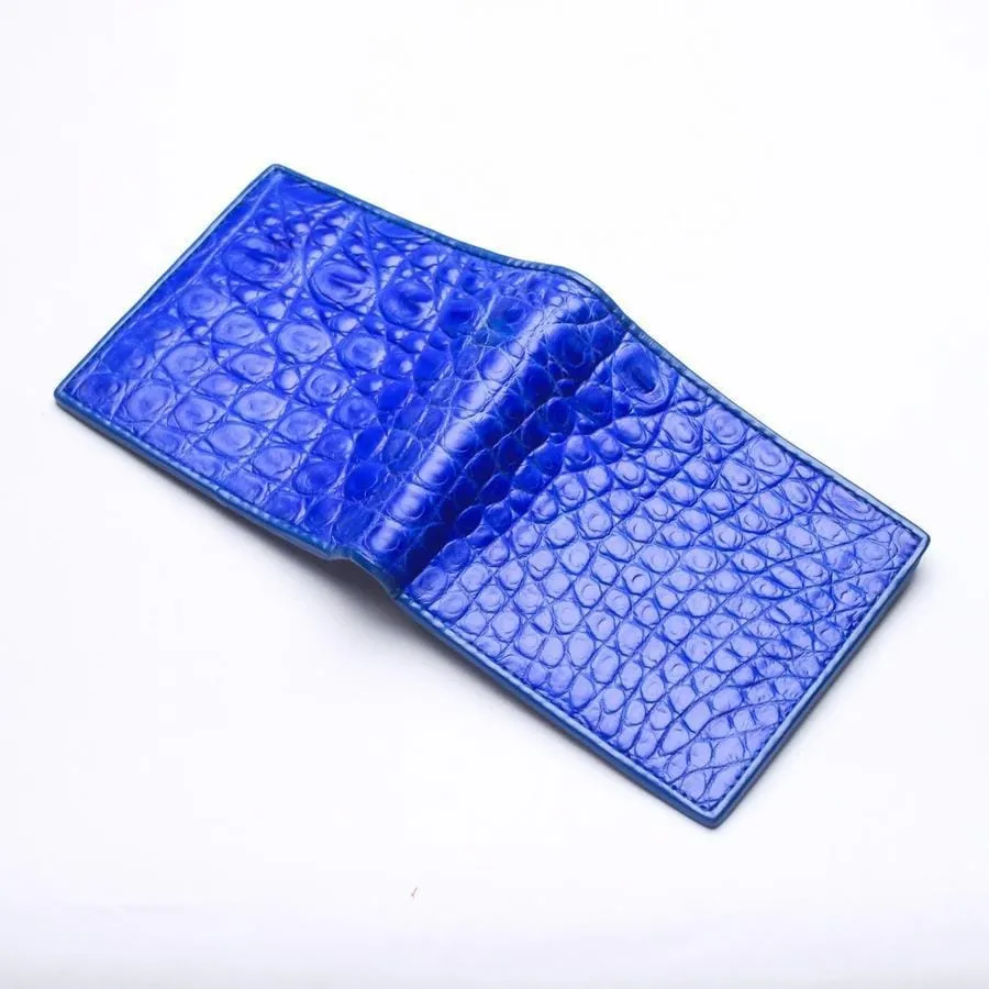 Royal Blue Crocodile Stomach Skin Mens Wallets