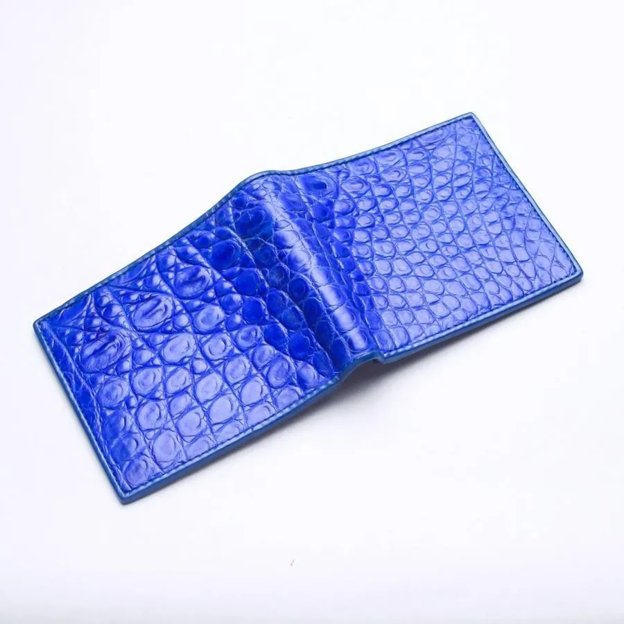 Royal Blue Crocodile Stomach Skin Mens Wallets