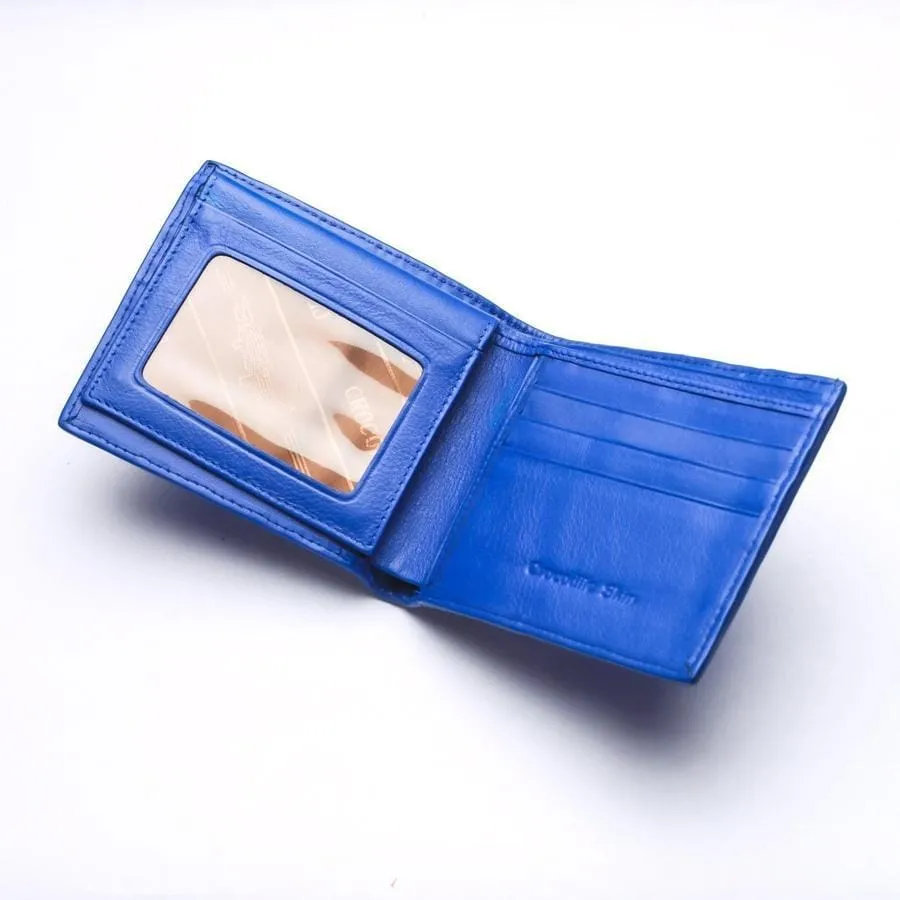 Royal Blue Crocodile Stomach Skin Mens Wallets