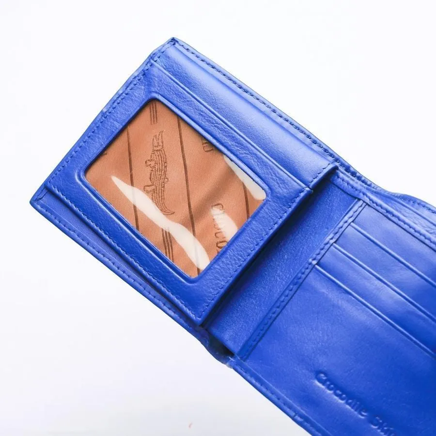 Royal Blue Crocodile Stomach Skin Mens Wallets