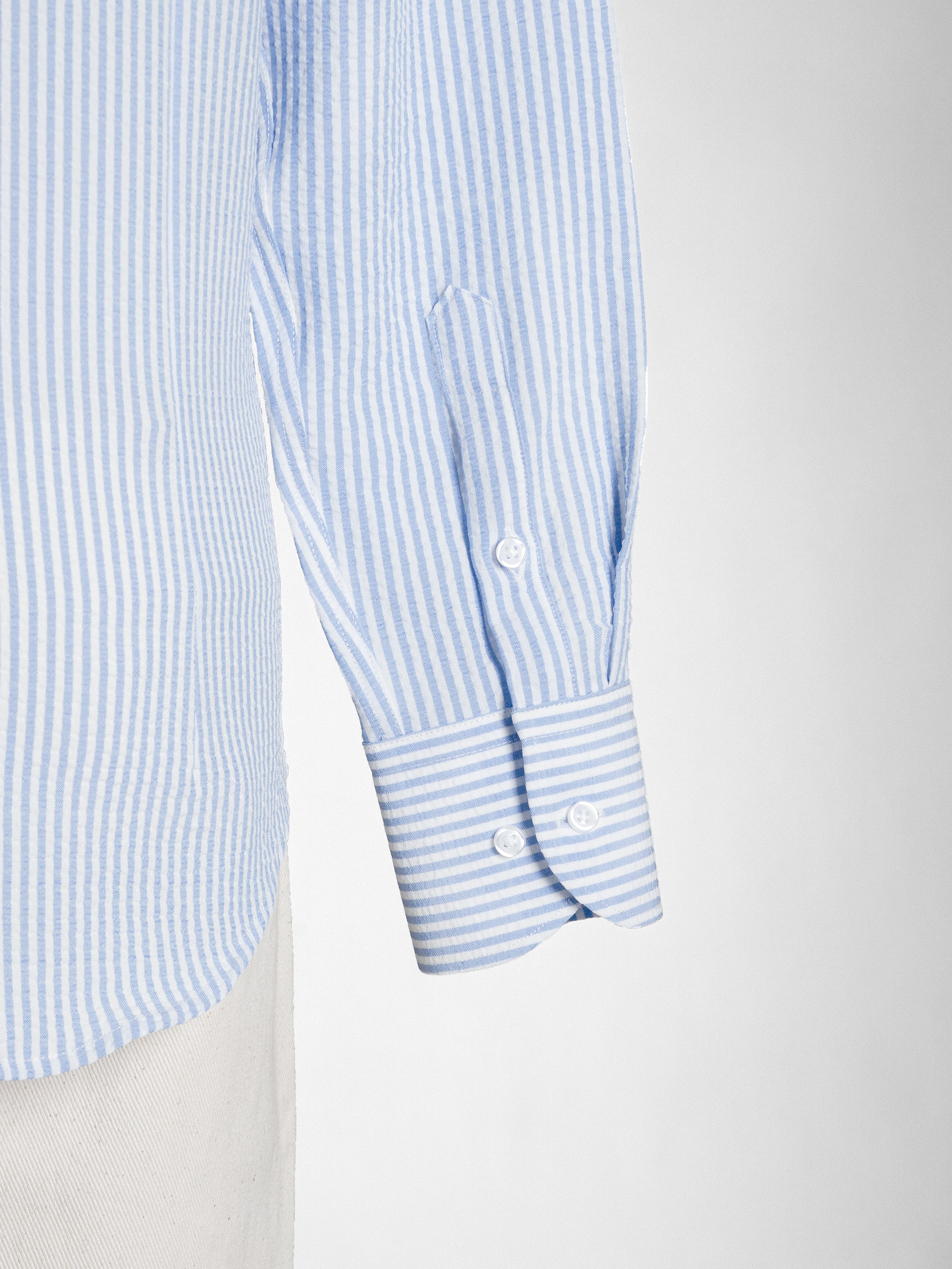 Seersucker Striped Shirt - Light Blue