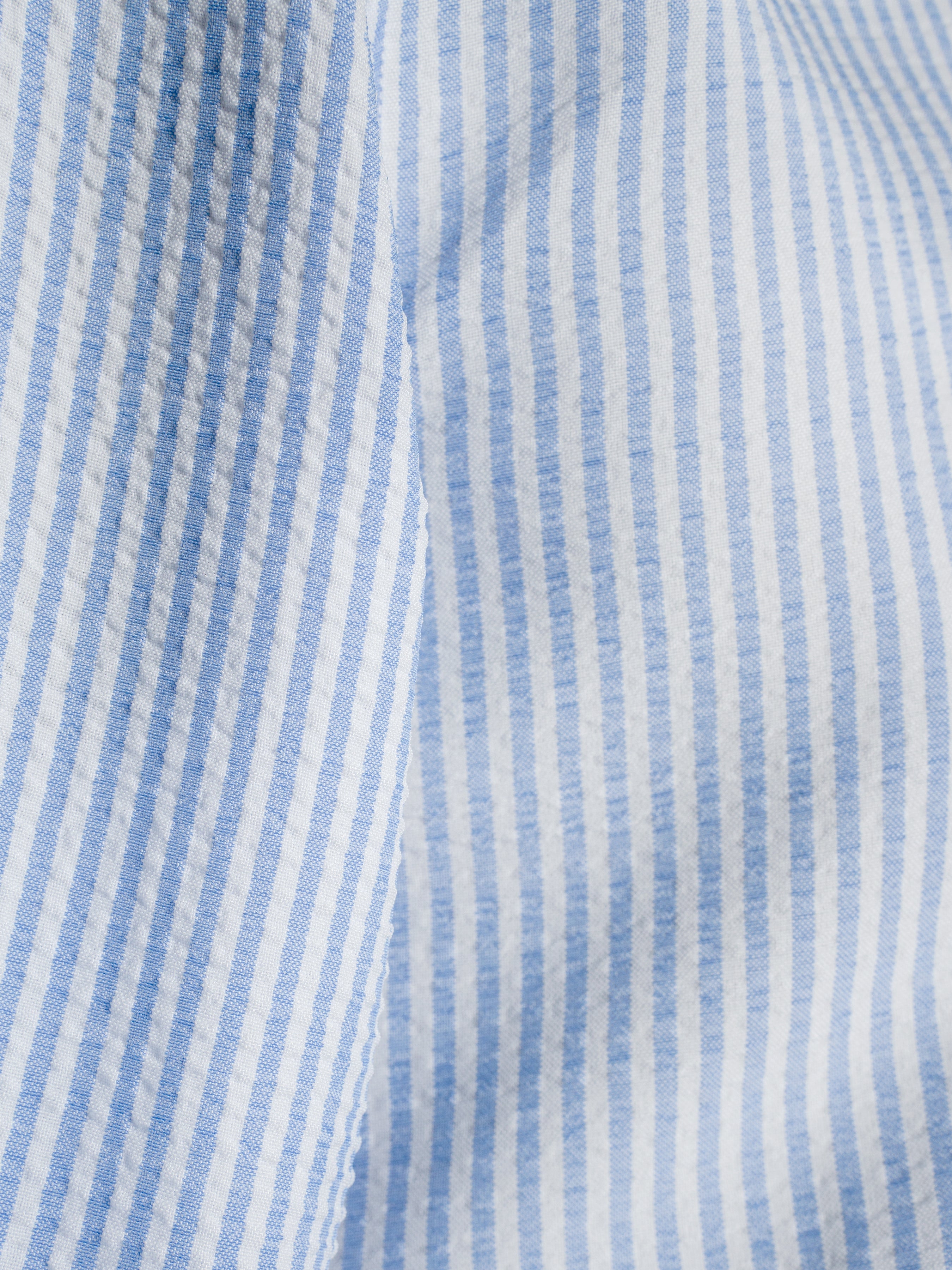 Seersucker Striped Shirt - Light Blue