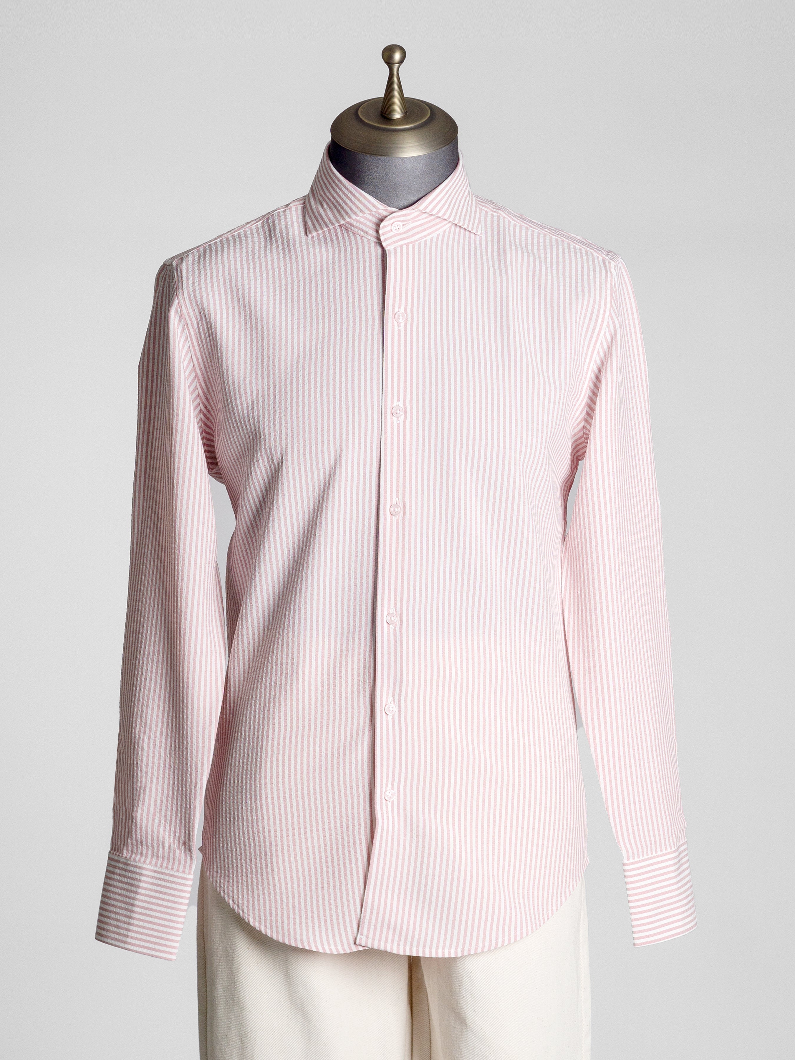 Seersucker Striped Shirt - Mauve