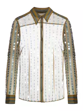 silk shirt printed with two-tone stripes