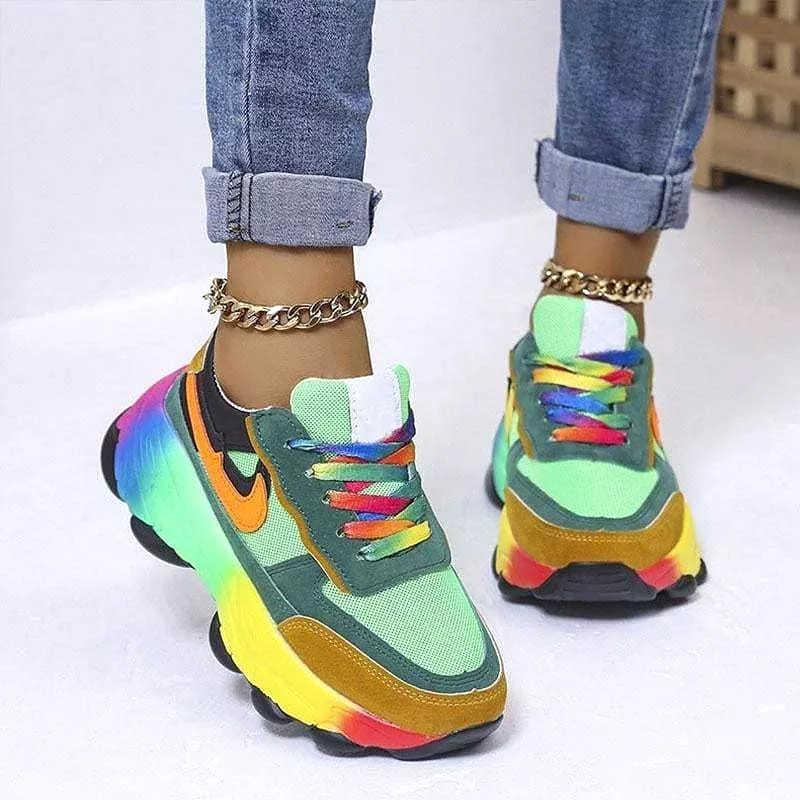 Splicing Lace-up Platform Sneakers