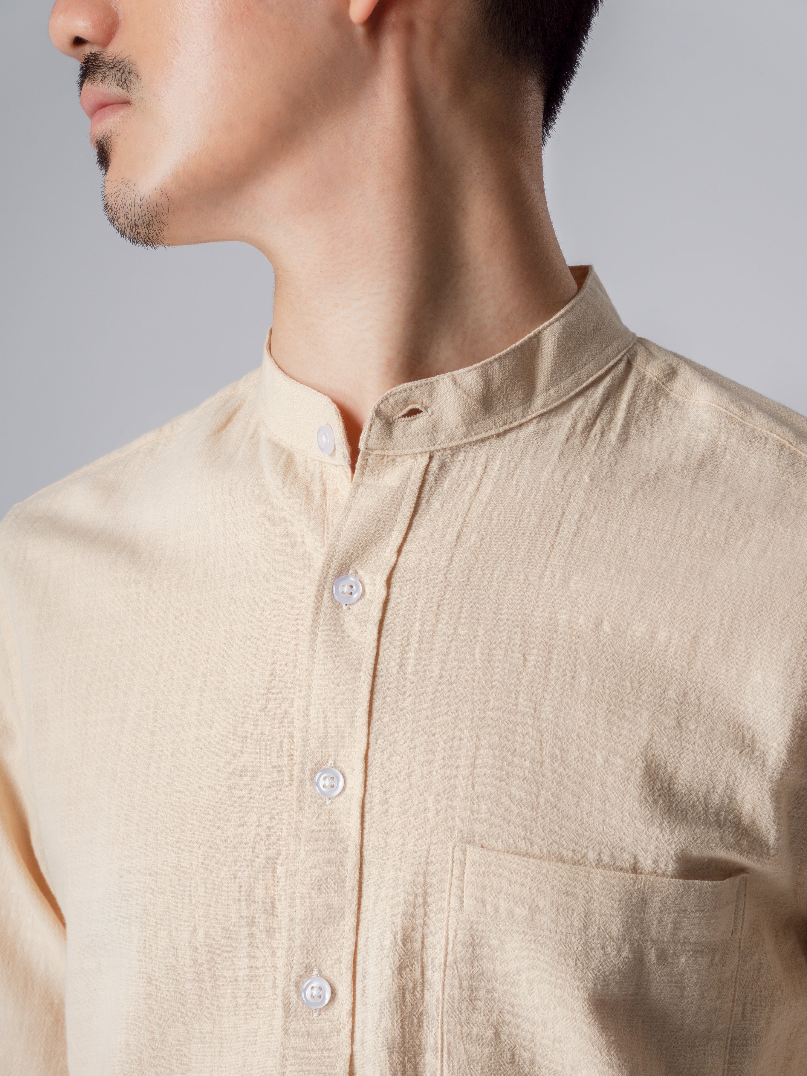 Stand Collar Shirt - Cream